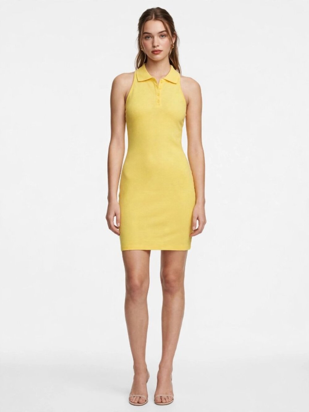 Heart & Hips Polo Pique Tank Mini Dress Banana Yellow Sleeveless NWT — Size S